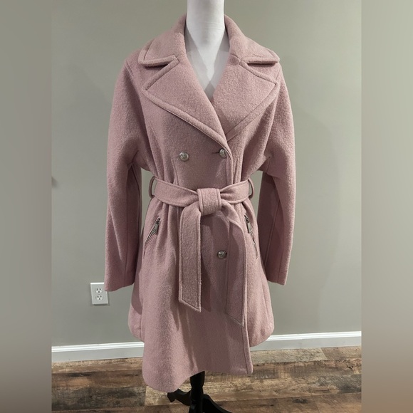 Guess Double Breasted Wool Blend Belted Pea Coat - Picture 3 of 15